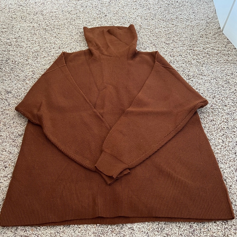 Free People Softly structured knit tunic, medium, tobacco